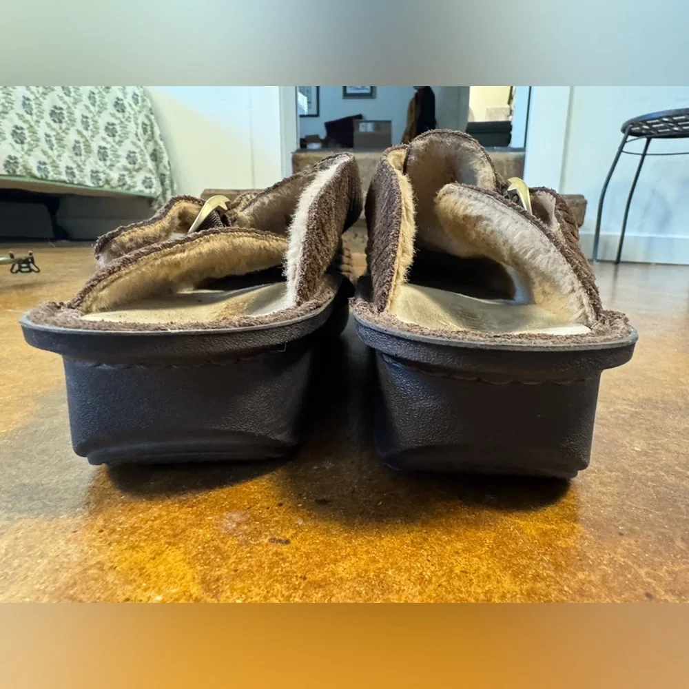 Algeria fur lined brown corduroy slip on mary Jane orthepedic shoes 9 - Picture 7 of 11